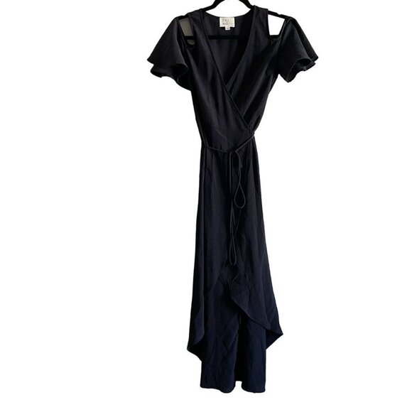 Lost + Wander Women S Gray Boho V-Neck Cold Shoulder Maxi Wrap Dress - Picture 1 of 8